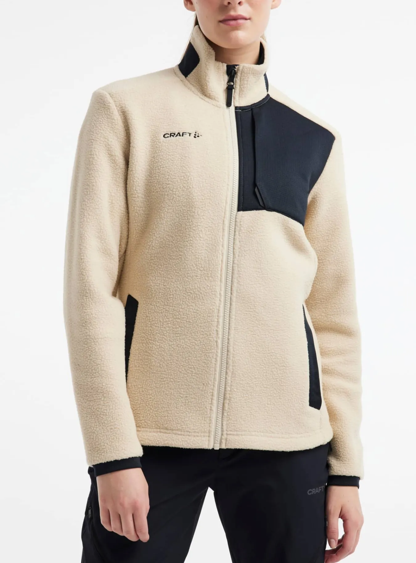 Craft Sportswear Mellanlager & Fleece|Mellanlager^ADV Explore Pile Fleece Jacket W Ecru-Black