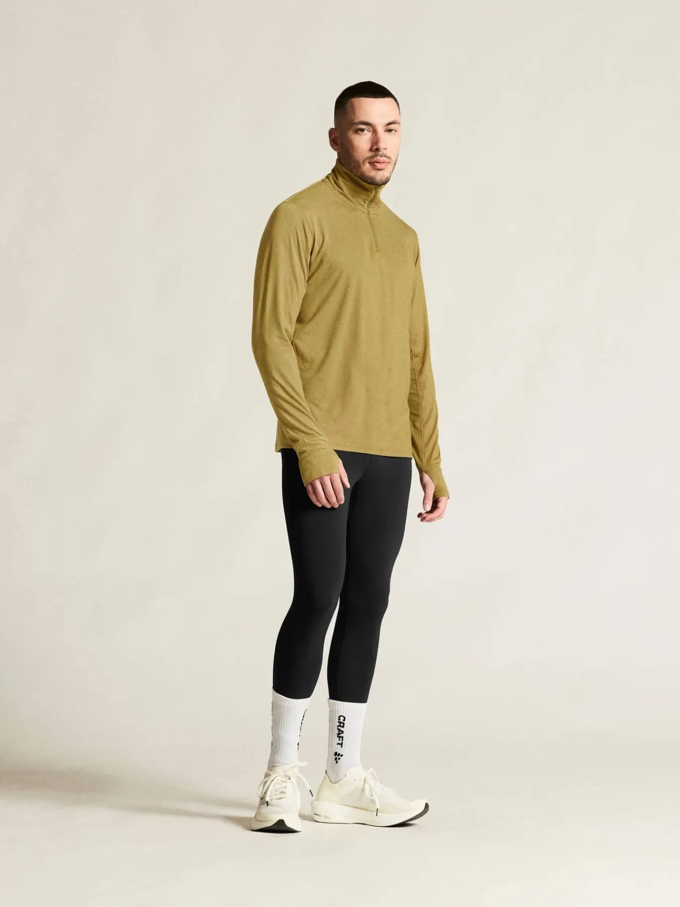 Craft Sportswear T-Shirts & Tröjor|Mellanlager^Flow HZ LS M Khaki Melange