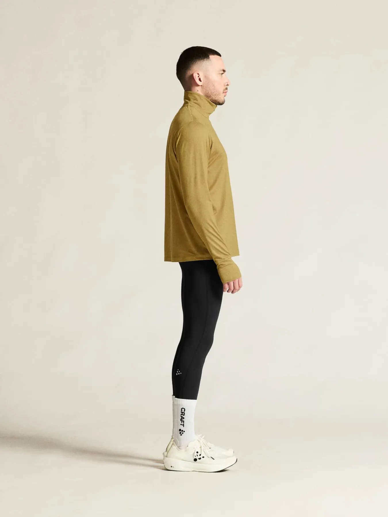 Craft Sportswear T-Shirts & Tröjor|Mellanlager^Flow HZ LS M Khaki Melange