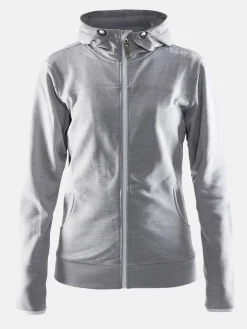 Craft Sportswear Hoodies & Sweatshirts^Leisure Full Zip Hood W Grey Melange/White/Grey Melange